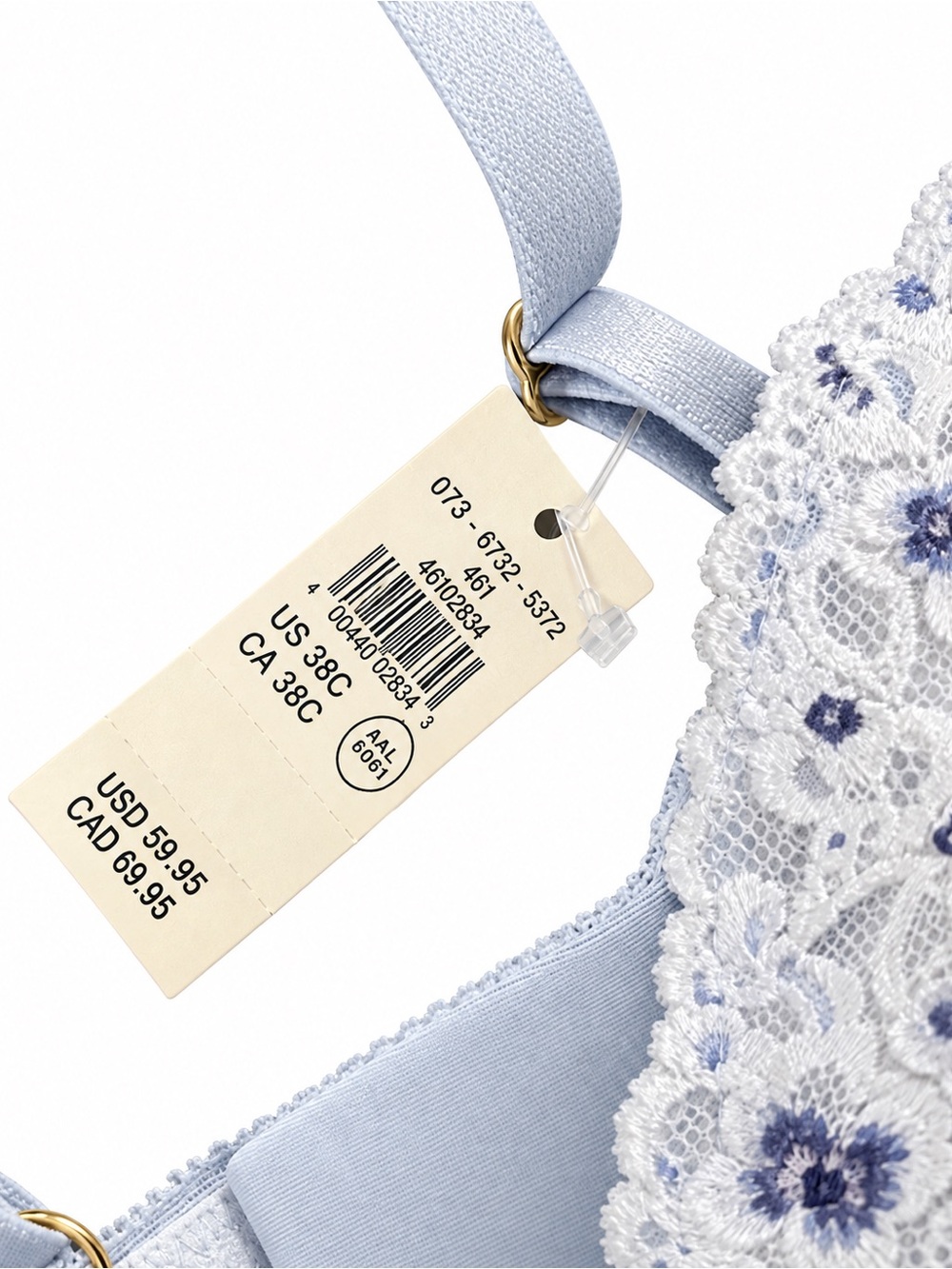 aerie White Lace Bra with Blue and Olive Floral Embroidery - Picture 2 of 2